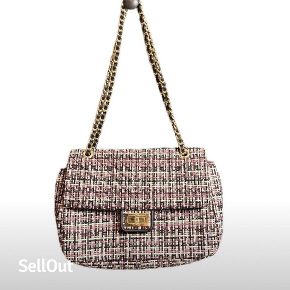 Karl Lagerfeld Paris LARGE Women's Multicolor Tweed‎ Agyness Shoulder Bag - Picture 1 of 8
